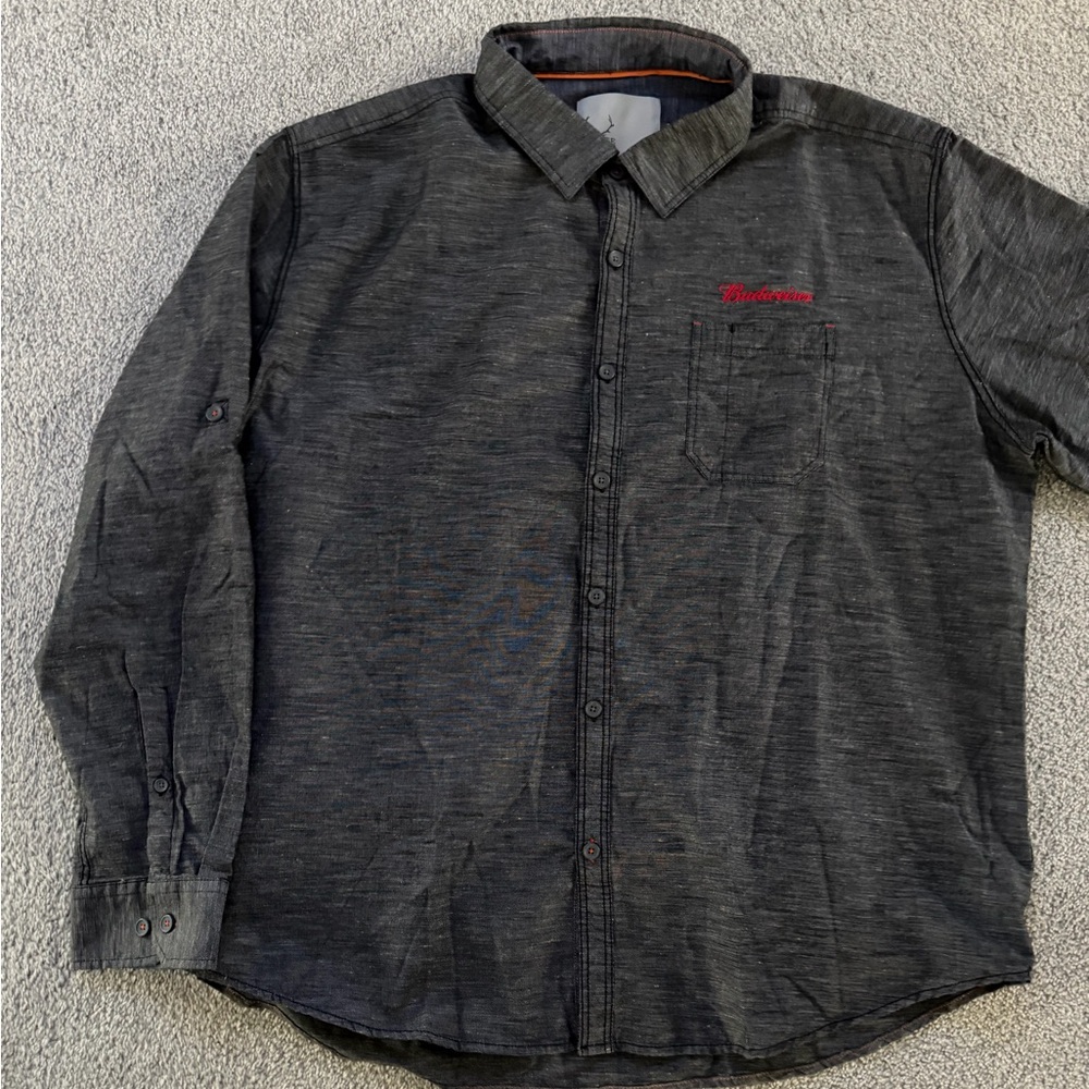 Gray Button-Up Shirt Budweiser XXL